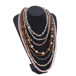 Colorful Natural Stacked Garnet Beads Chain Necklace Red Blue Stone Exaggerated Creative Multi-Layered Baroque Gravel Necklace
