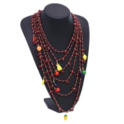 Colorful Natural Stacked Garnet Beads Chain Necklace Red Blue Stone Exaggerated Creative Multi-Layered Baroque Gravel Necklace