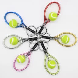 12Pcs Simulated Mini Tennis Racket Keychain for Women Men Metal Car Keyring Backpack Ornament Accessories Sports Souvenirs Gifts