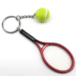 12Pcs Simulated Mini Tennis Racket Keychain for Women Men Metal Car Keyring Backpack Ornament Accessories Sports Souvenirs Gifts