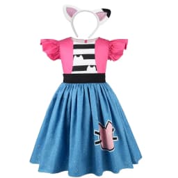 Baby Girls Cartoon Cat Mesh Dresses with Headband Party Halloween Christmas Children Doll Cosplay playhouse 2PCS Cosplay Costume