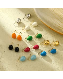 MM Colorful Enamel Water Drop Earrings Summer Y2K Stainless Steel Fashion Sweet Multiple Color Waterproof Jewelry Wholesale