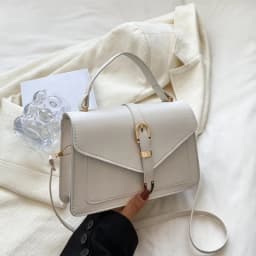 Fashionable Minimalist Crossbody Bag with Top Handle and Flap for Women - Solid Color Square Purse with Simple Design