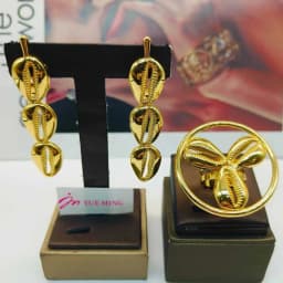 2pcs Jewelry Sets For Women Hollow Geometry Earrings Temperament Adjustable Ring Holiday Party Gifts Fashion Jewelry Accessories