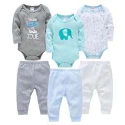 6 Pcs Baby Clothes Boys Romper Long Sleeve Bodysuit Trousers Baby Clothing Sets Onesize and Pants Suit Newborn Gift