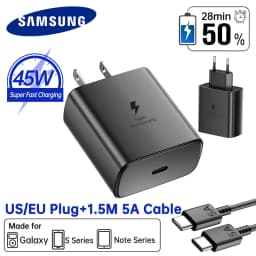 Original Samsung 45W PD Charger Super Fast Charger Type C Cable Galaxy S26 S25 Ultra S24 S23 S22 S21 A54 A55 A56 A17 Z Fold 8 7