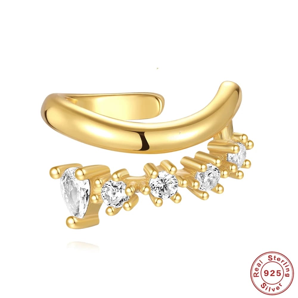 AIDE Shiny Zirconia Ear Cuff 925 Sterling Silver Clip Earrings For Women Girls 18k Gold Plated No ear holeEar Studs Jewelry Gift