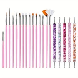 20Pcs Nail Art Brush Design Tip Painting Drawing Carving Dotting Pen FlatFan Liner Acrylic Gel UV Polish Manicure Tools