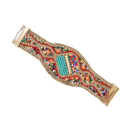Handmade Bohemian Beads Shell Turquoise Bracelet For Women Evil Eye Wide Ethnic Style Magnet Jewelry Gift Colorful Accessory