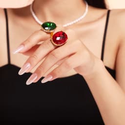 Big Oval Glass Stone Luxury Stainless Steel Rhinestones Rings For Women Trendy Index Finger Ring Jewelry Wedding Banquet Gift
