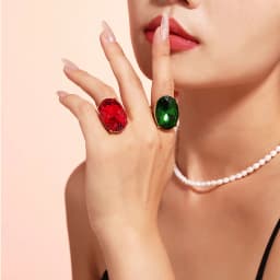 Big Oval Glass Stone Luxury Stainless Steel Rhinestones Rings For Women Trendy Index Finger Ring Jewelry Wedding Banquet Gift