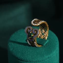Elegant Vintage Rings for Women Copper Antique Gold Color Oval Crystal Emerald Round Natural Stone Designer Retro Jewelry