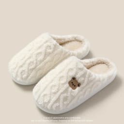 Winter Fluffy Shoes Women Cotton Slippers Cartoon Bear Thick Sole Warm Slides Men Female Couple House Indoor Plush Flat Shoes