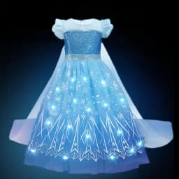 Light up Frozen Costume Snow Queen Elsa Classic Dress for Girl Birthday Party Ball Gown Princess Anna Carnival Vestidos with LED