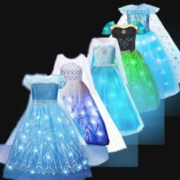 Light up Frozen Costume Snow Queen Elsa Classic Dress for Girl Birthday Party Ball Gown Princess Anna Carnival Vestidos with LED