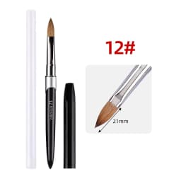 100% Pure Kolinsky Hair Nail Art Brush Round Nail Oval Brush Acrylic OEM Logo Black Color Handle Nail Supplies for Professionals
