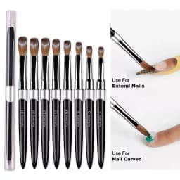 100% Pure Kolinsky Hair Nail Art Brush Round Nail Oval Brush Acrylic OEM Logo Black Color Handle Nail Supplies for Professionals