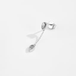 ANDYWEN Women 925 Sterling Silver Two Pear Shape Clear Zircon Single 1PCS Long Stud Earring Pendientes Piercing Fine Jewelry