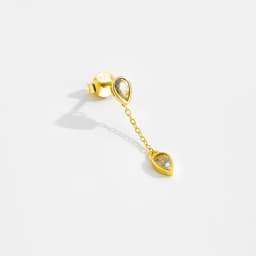 ANDYWEN Women 925 Sterling Silver Two Pear Shape Clear Zircon Single 1PCS Long Stud Earring Pendientes Piercing Fine Jewelry
