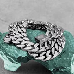 Europe and the United States hip-hop style stainless steel Cuban buckle necklace fashion retro minimalist punk men's necklace