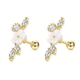 EVISPOL 2Pcs 16G Stainless Steel Screw Back Stud Earrings for Women, Cubic Zerconia Cartilage Conch Helix Ear Piercing Jewelry