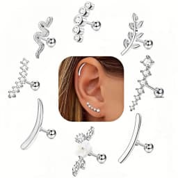 EVISPOL 2Pcs 16G Stainless Steel Screw Back Stud Earrings for Women, Cubic Zerconia Cartilage Conch Helix Ear Piercing Jewelry