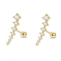 EVISPOL 2Pcs 16G Stainless Steel Screw Back Stud Earrings for Women, Cubic Zerconia Cartilage Conch Helix Ear Piercing Jewelry