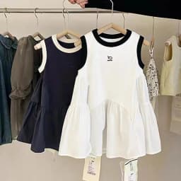 Girls Clothes Summer Stylish Children's Clothing Summer Girls New Style Casual Girls Vest Skirt Korean Style Splicing Dress