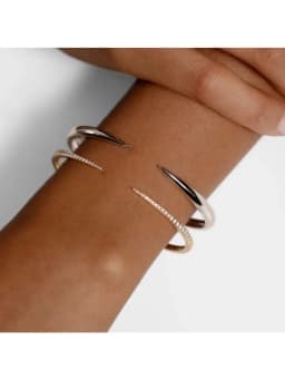 2025 New Arrived Hot Selling Fashion Women Jewelry Thin Spike CZ Paved Open Adjusted Bangle Bracelet