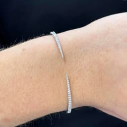 2025 New Arrived Hot Selling Fashion Women Jewelry Thin Spike CZ Paved Open Adjusted Bangle Bracelet