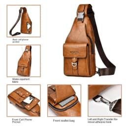 2026 New Men's Bag High Quality PU Leather Men's Chest Bag Simple Waterproof Single Shoulder Crossbody Bags Messenger Bag Gift