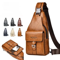 2026 New Men's Bag High Quality PU Leather Men's Chest Bag Simple Waterproof Single Shoulder Crossbody Bags Messenger Bag Gift