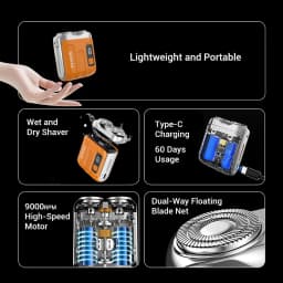 Electric Smart Shaver Digital Display Waterproof Beard Trimmer for Men Mini Dual Blade Shaver Powerful Beard Trimmer Remover