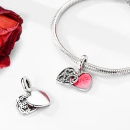 Romantic Valentine's Day Charms Pink Heart Rose Bear Charms Fit for 925 Silver Bracelet Necklace Women Anniversary‘s Gifts