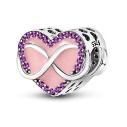 Romantic Valentine's Day Charms Pink Heart Rose Bear Charms Fit for 925 Silver Bracelet Necklace Women Anniversary‘s Gifts