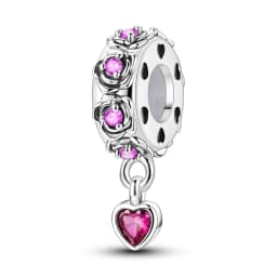 Romantic Valentine's Day Charms Pink Heart Rose Bear Charms Fit for 925 Silver Bracelet Necklace Women Anniversary‘s Gifts