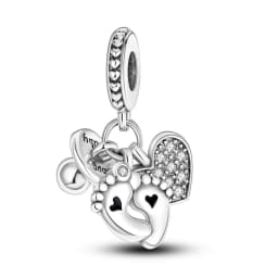 Romantic Valentine's Day Charms Pink Heart Rose Bear Charms Fit for 925 Silver Bracelet Necklace Women Anniversary‘s Gifts