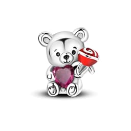 Romantic Valentine's Day Charms Pink Heart Rose Bear Charms Fit for 925 Silver Bracelet Necklace Women Anniversary‘s Gifts