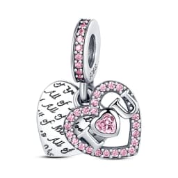 Romantic Valentine's Day Charms Pink Heart Rose Bear Charms Fit for 925 Silver Bracelet Necklace Women Anniversary‘s Gifts
