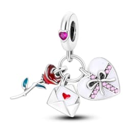 Romantic Valentine's Day Charms Pink Heart Rose Bear Charms Fit for 925 Silver Bracelet Necklace Women Anniversary‘s Gifts
