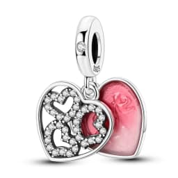 Romantic Valentine's Day Charms Pink Heart Rose Bear Charms Fit for 925 Silver Bracelet Necklace Women Anniversary‘s Gifts