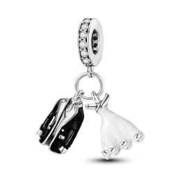 Romantic Valentine's Day Charms Pink Heart Rose Bear Charms Fit for 925 Silver Bracelet Necklace Women Anniversary‘s Gifts