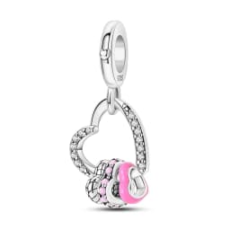 Romantic Valentine's Day Charms Pink Heart Rose Bear Charms Fit for 925 Silver Bracelet Necklace Women Anniversary‘s Gifts