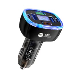 UYUXIO USB C Car Phone Charger 6 in 1 with Voltage Display Super Fast Charge Adapter for Samsung iPhone 16 15 Pro Max Oneplus