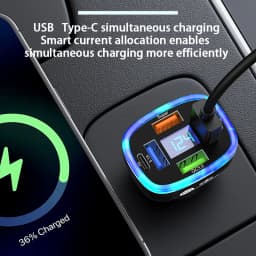 UYUXIO USB C Car Phone Charger 6 in 1 with Voltage Display Super Fast Charge Adapter for Samsung iPhone 16 15 Pro Max Oneplus