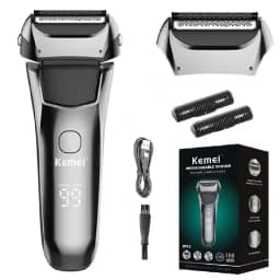 Kemei Men's Electric Shaver Facial Beard Wet & Dry Shaver Rechargeable Professional Razor Shaving Machine