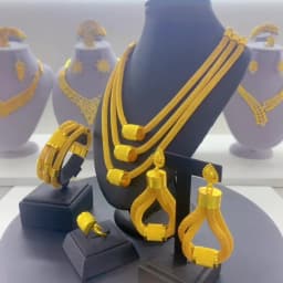 Luxury Ethiopian Multilayer 24k Gold Color Jewelry Set For Women Wedding Dubai Necklace And Earrings Sets Indian Bridal