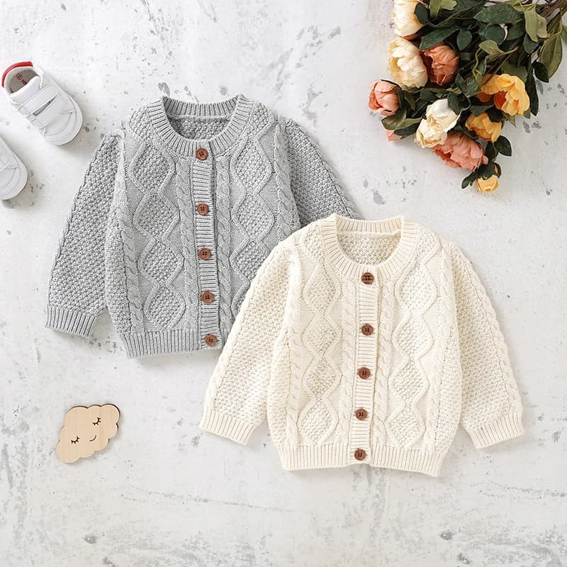 Baby Sweater Cotton Knitted Newborn Kid Clothing Fashion Solid Tops Outerwear Infant Girls Boys Cardigan Long Sleeve Autumn 0-3Y