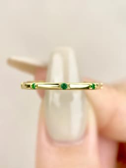 925 Sterling Silver Round Simple Plain Green Color Zircon Ring For Women Anniversary Party Creativity High Quality Fine Jewelry
