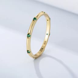 925 Sterling Silver Round Simple Plain Green Color Zircon Ring For Women Anniversary Party Creativity High Quality Fine Jewelry